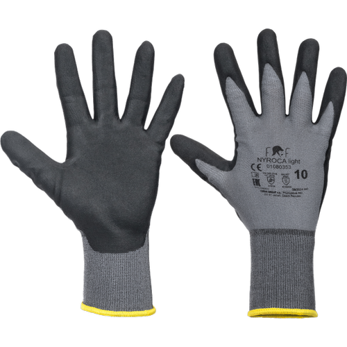 NYROCA LIGHT RO, Mănuși de protecție din poliester/spandex cu acoperire nitril pe palmă și degete [1]
